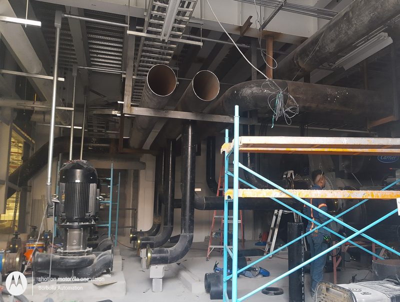 Process piping and pumps installed.