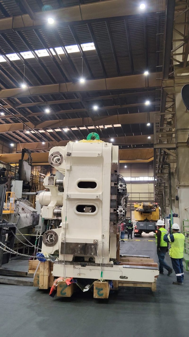 Inside the plant the modules travelled on skates, never lifted high.