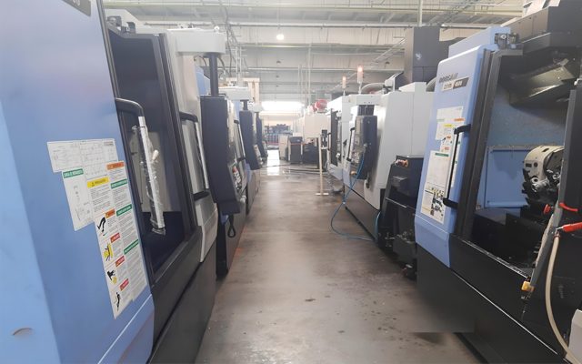 Machines lined up along the finished line.