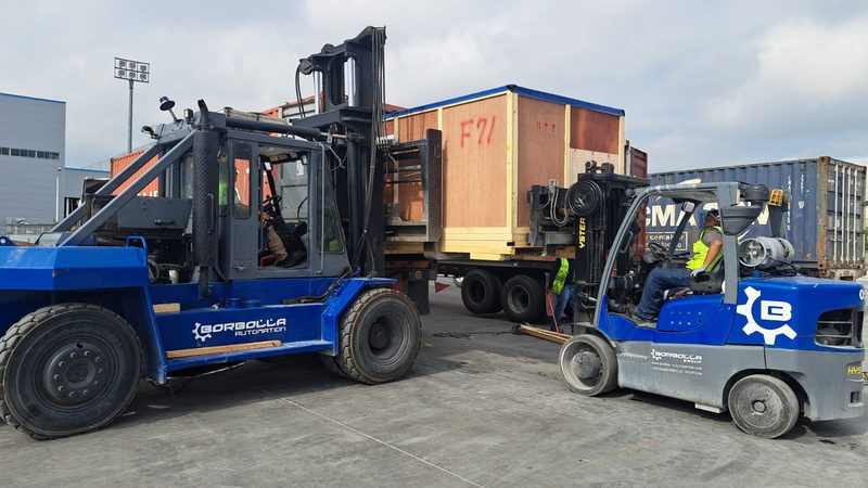 Heavy load handled with the yard forklift.