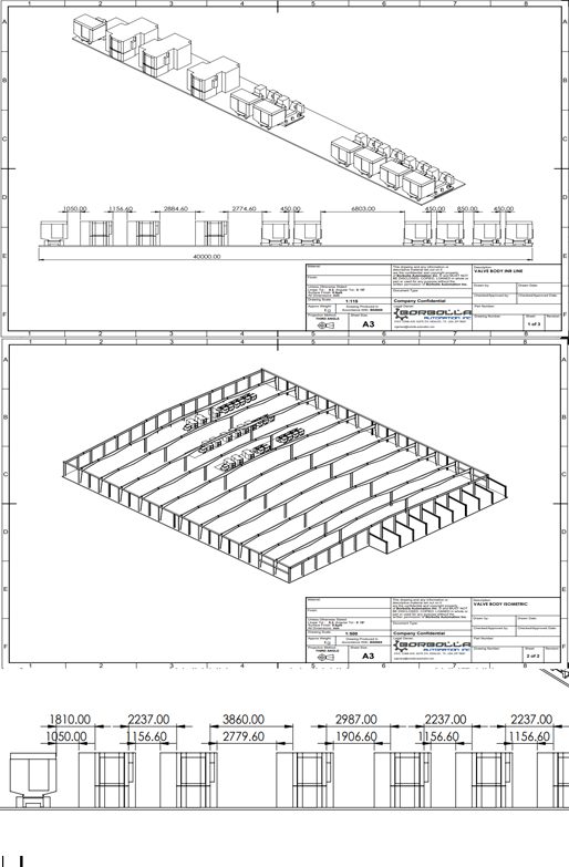 Line layout drawing used to set the machines.
